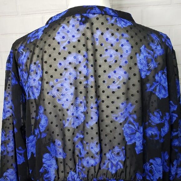 Beautiful Torrid Blue Rose Semi Sheer Peplum Top womens plus 3XL Blouse - Picture 5 of 9